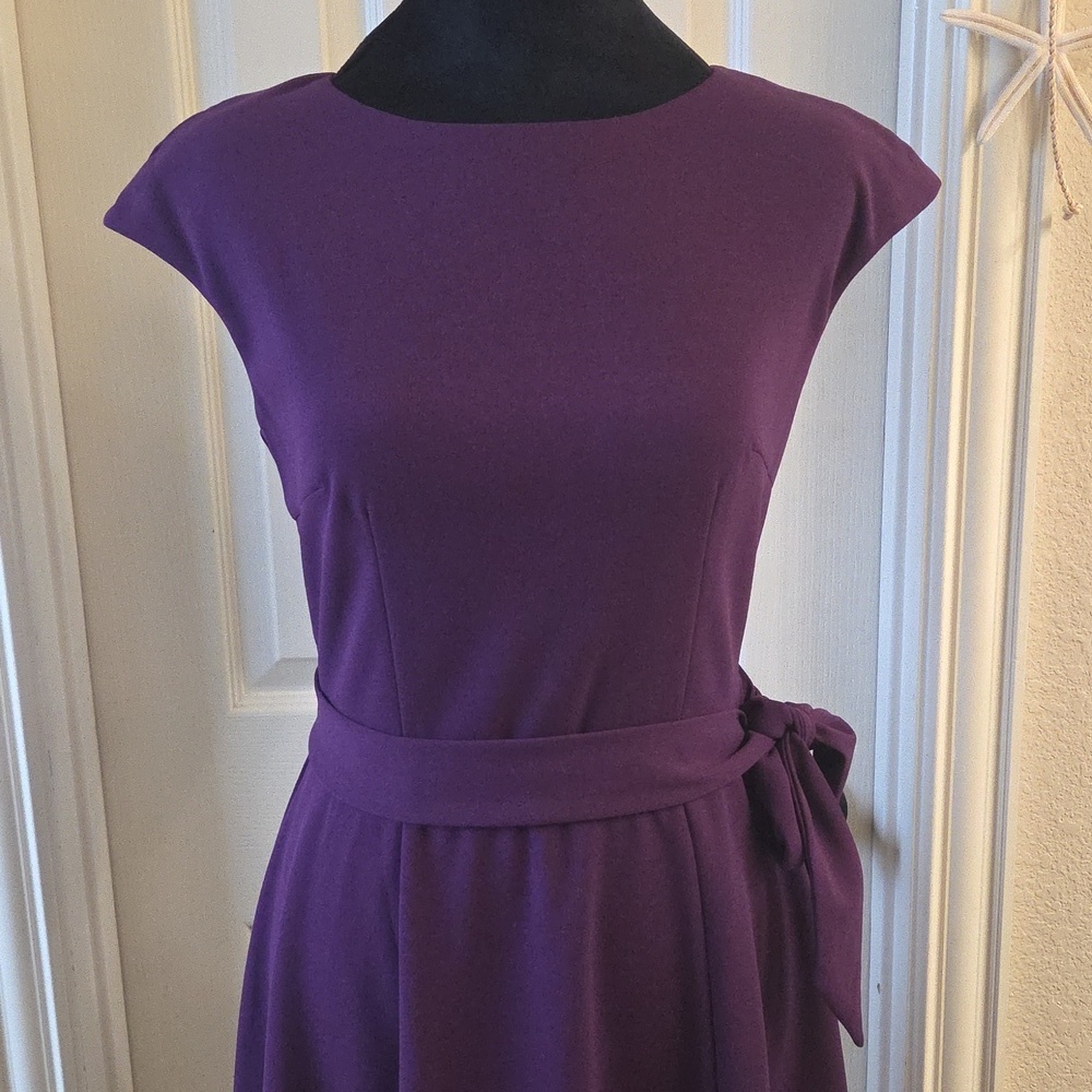Elegant Purple Cap Sleeve Dress NWOT - Picture 9 of 16